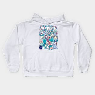 Doodle style monster characters Kids Hoodie